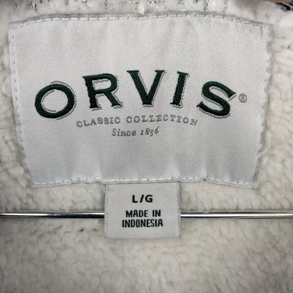 Orvis Quarter Zip Fleece Lined Pullover Sweater in Marled Grey Sz. Lg - Picture 8 of 10